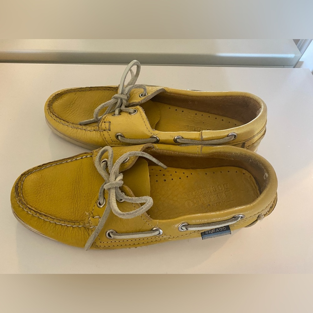 Sebago yellow leather dockside shoes